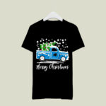 Vintage Car Carrying Christmas Tree Carolina Panthers Merry Christmas 4 T Shirt