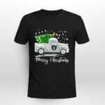 Vintage Car Carrying Christmas Tree Oakland Raiders Merry Christmas 2 T Shirt