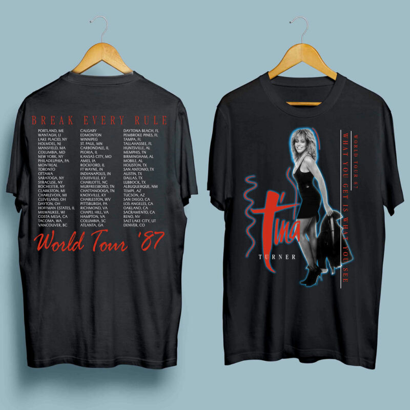Vintage Tina Turner Concert 1987 Break Every Rule World Tour Front 4 T Shirt