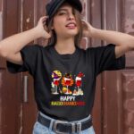 Wine Happy Hallothanksmas Halloween Thanksgiving Christmas 1 T Shirt