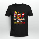 Wine Happy Hallothanksmas Halloween Thanksgiving Christmas 3 T Shirt