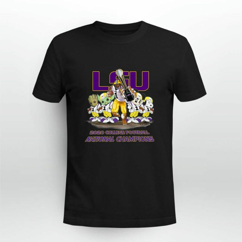 Yoda Groot Mickey Snoppy And Lsu Tigers Champions National 0 T Shirt