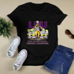 Yoda Groot Mickey Snoppy and LSU Tigers Champions National 4 T Shirt